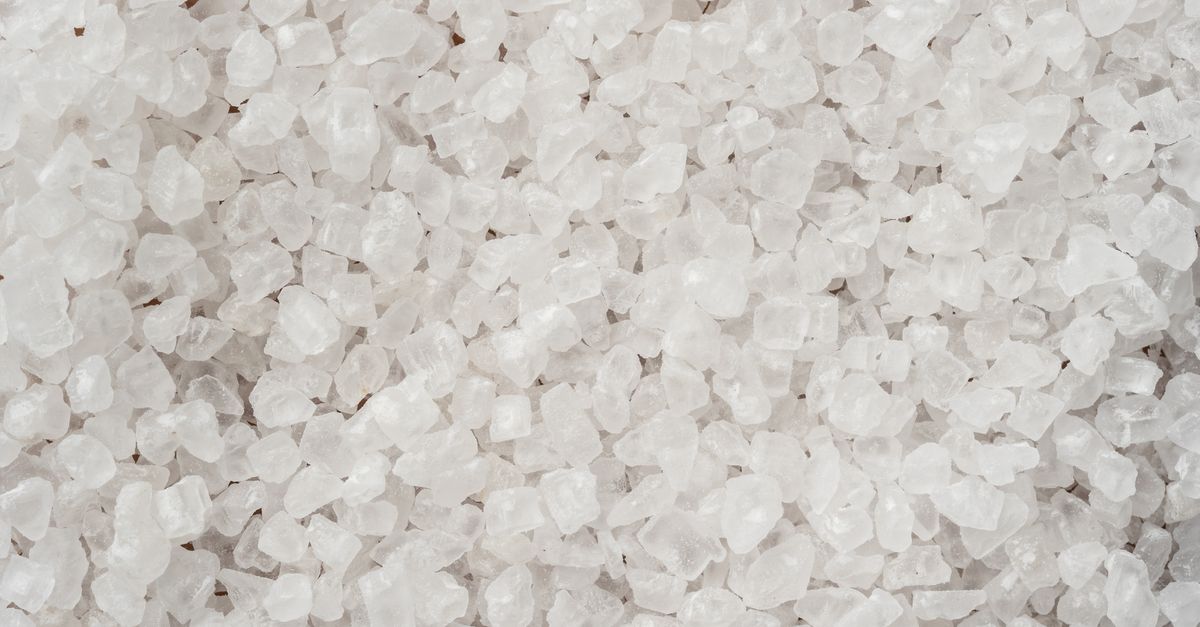 A bed of coarse white salt crystals fills the frame.